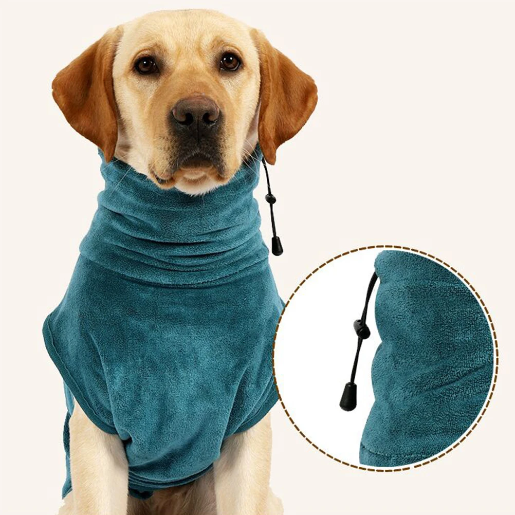 

Stylish Ultra Soft Pet Bathrobe For Dog Puppy Quick Drying Warm Bathing Robe High Water Absorbent Adjustable With Waist Belt