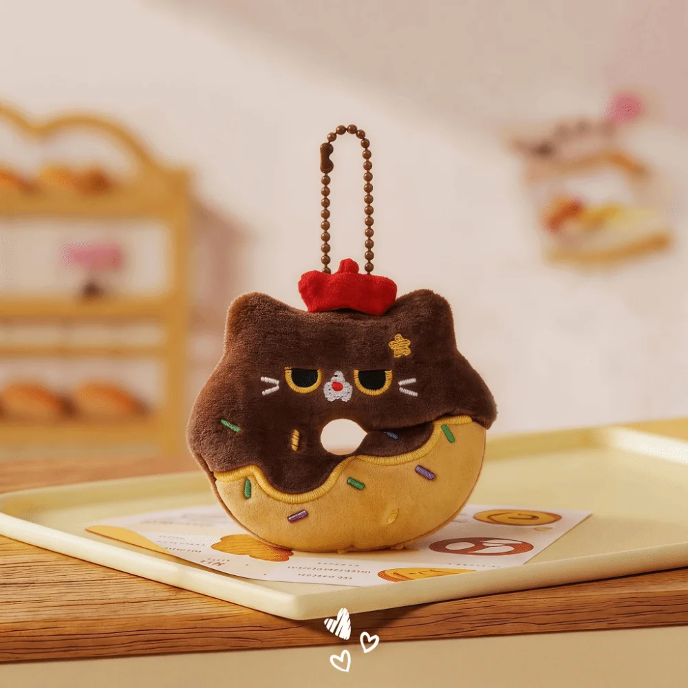 Little Cat Donut Cat Keychain Soft Cartoon Design Cute Cat Keychain Furry Design Dopamine Style Decorative Charm Bag Hanger
