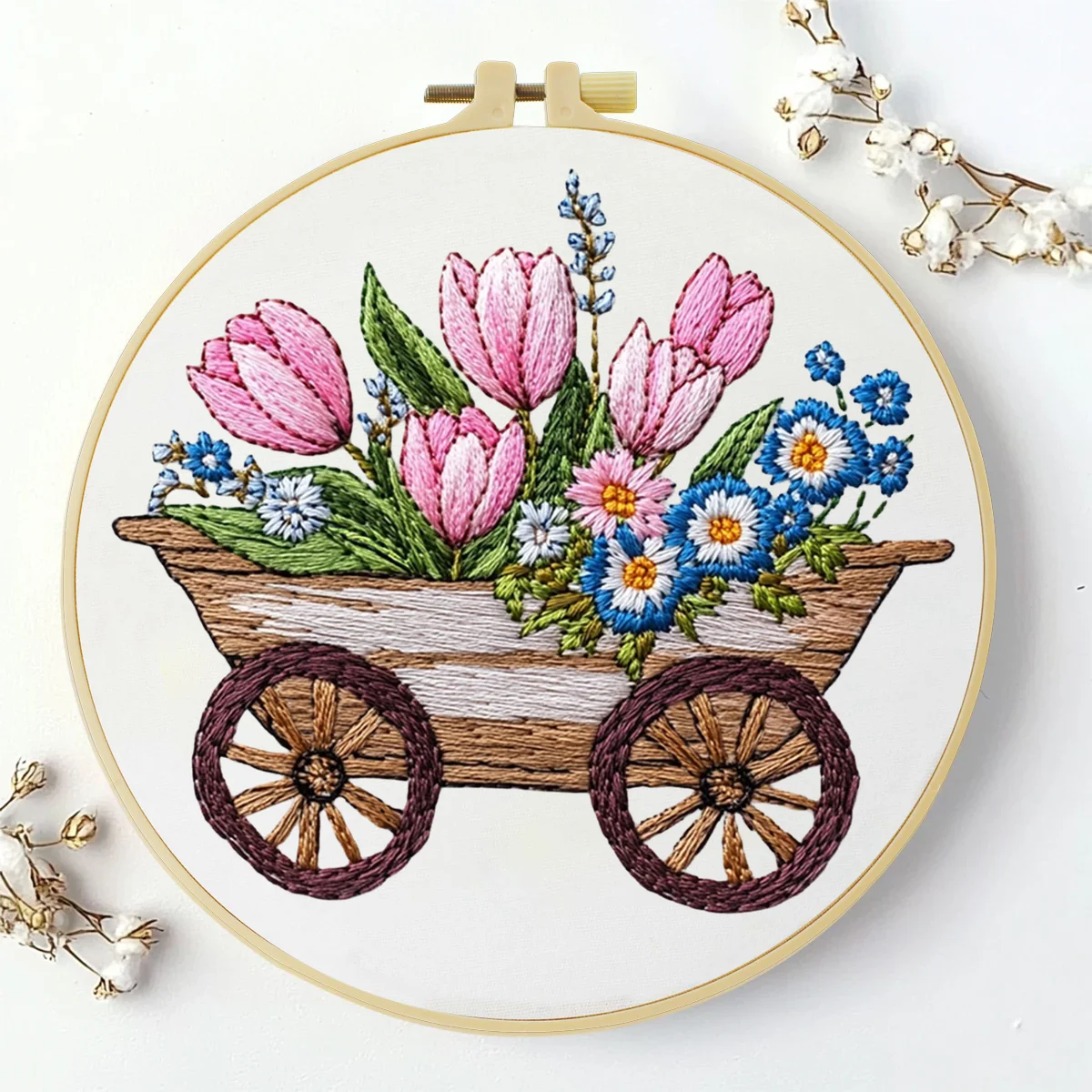 1 Stück 20X20CM/15X15CM 7,87/6,3 Zoll Blumen-Stickerei-Starter-Kit DIY-Kit DIY-Stickerei-Set Handarbeiten Malerei Nadelkunst – Detail 1