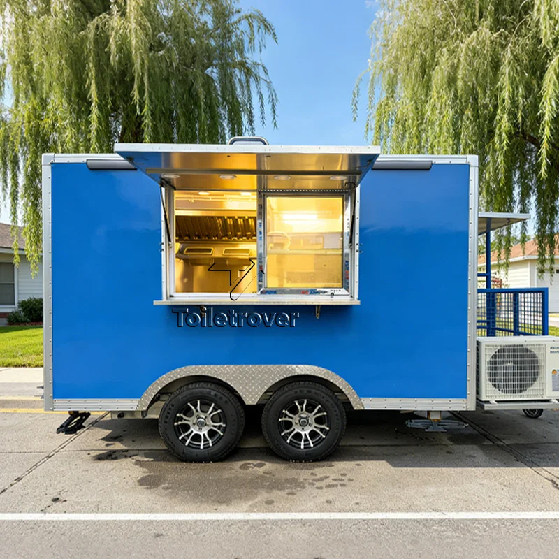 

Profitable Open Food Truck Trailer Fully Equipped Food Truck Bakery Towable Outdoor Mobile Kitchen Food Trailer with Fridge
