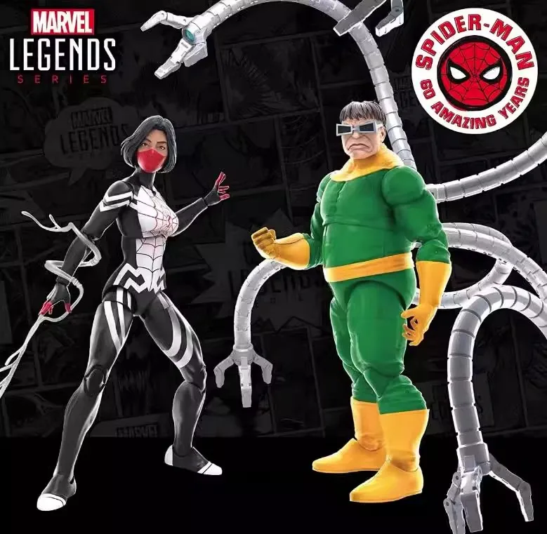 In Stock Original  Spider-Man Marvel Legends Deluxe Doc Ock VS Silk Cindy Moon 6 Inch Action Figure