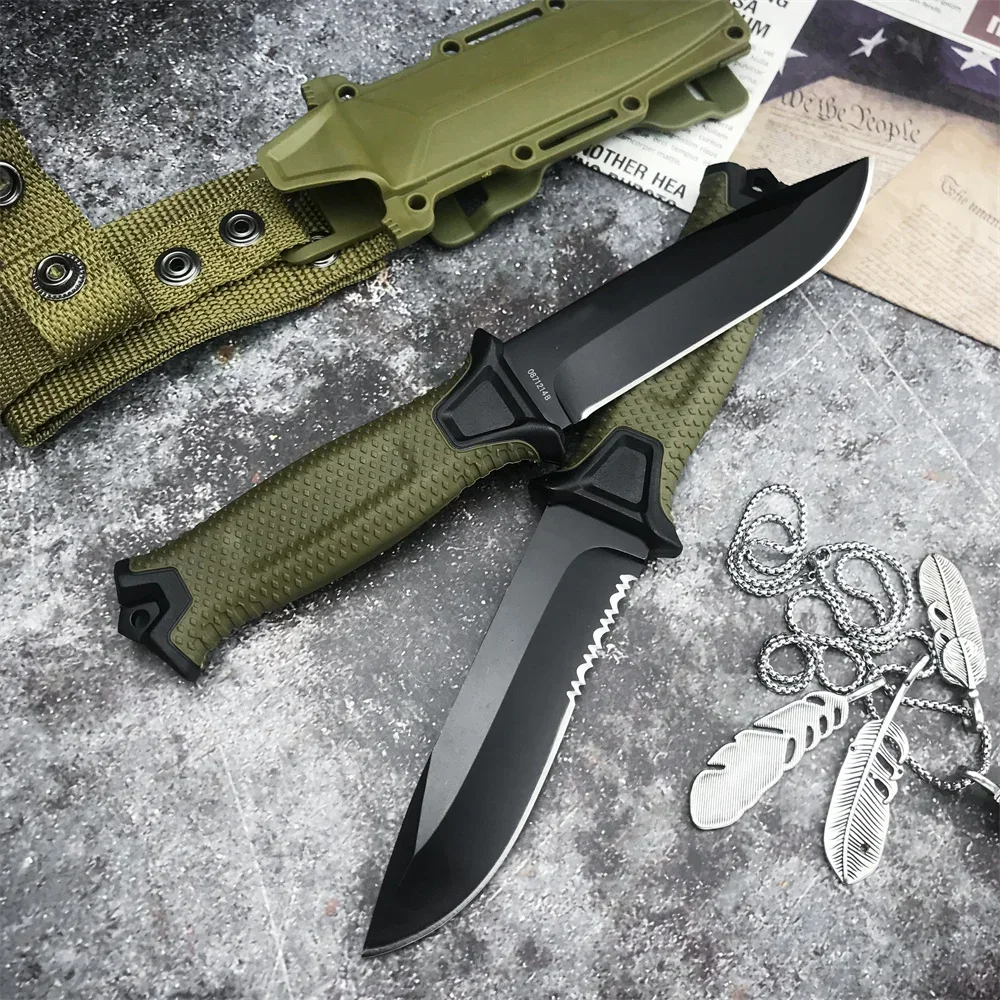 EDC1500 Outdoor Fixed Blade Knife 12C27 Stainless Steel Blade, FRN Fiberglass Handle, Camping Hiking Survival Utility Knife