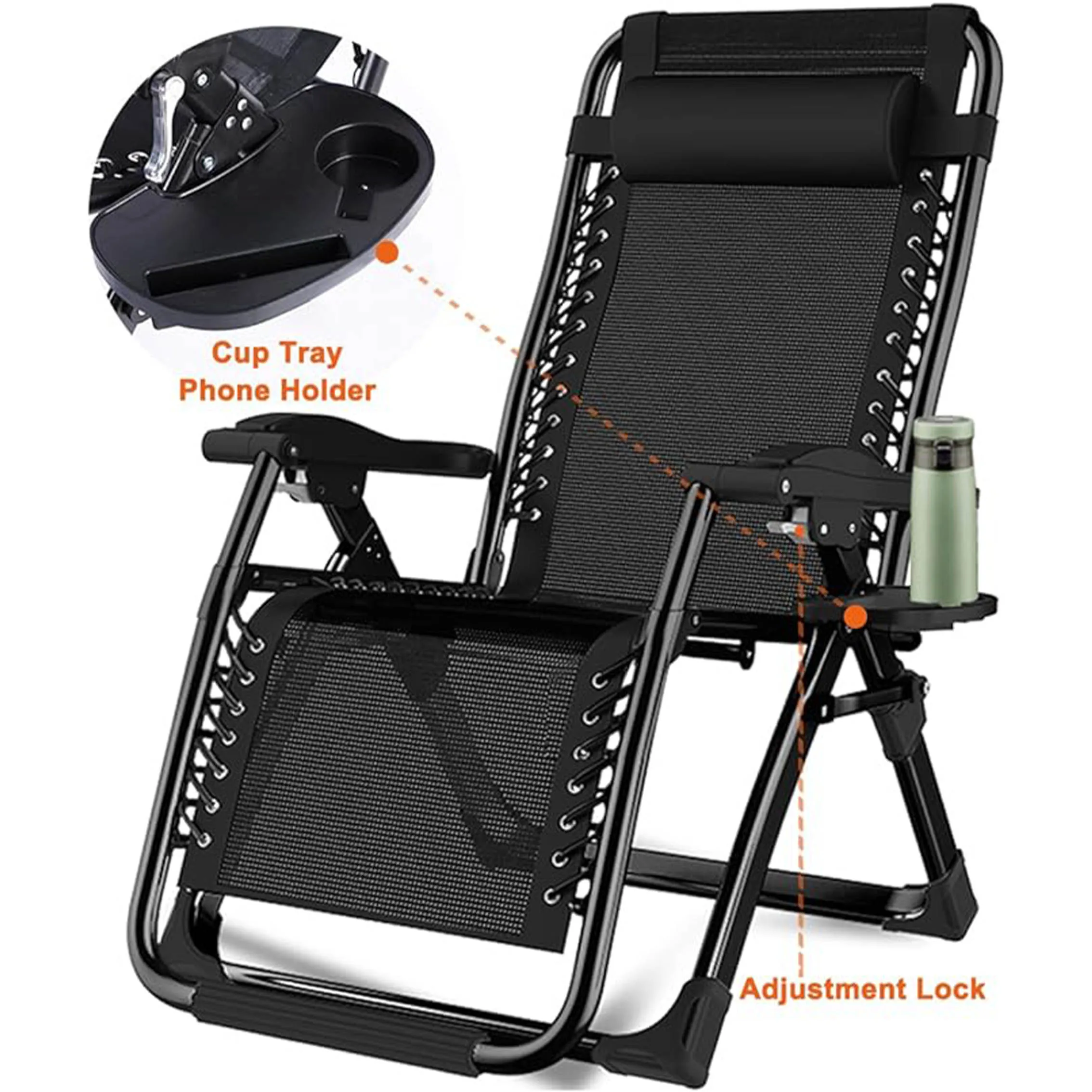 

High Quality Outdoor Text Adjustable Zero Gravity Deck Chair with Pillow