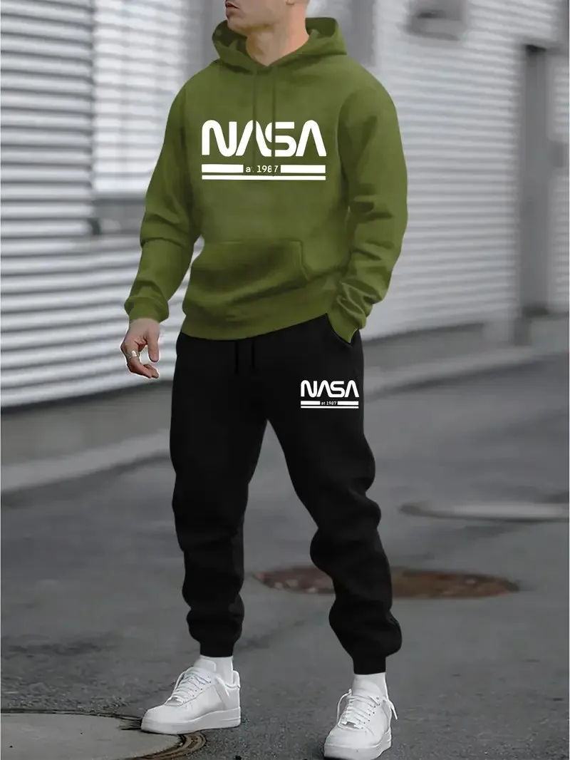 

The 2025 autumn new 3D letter printed comfortable fashionable and casual men's sportswear sweatshirt and sweatpants set