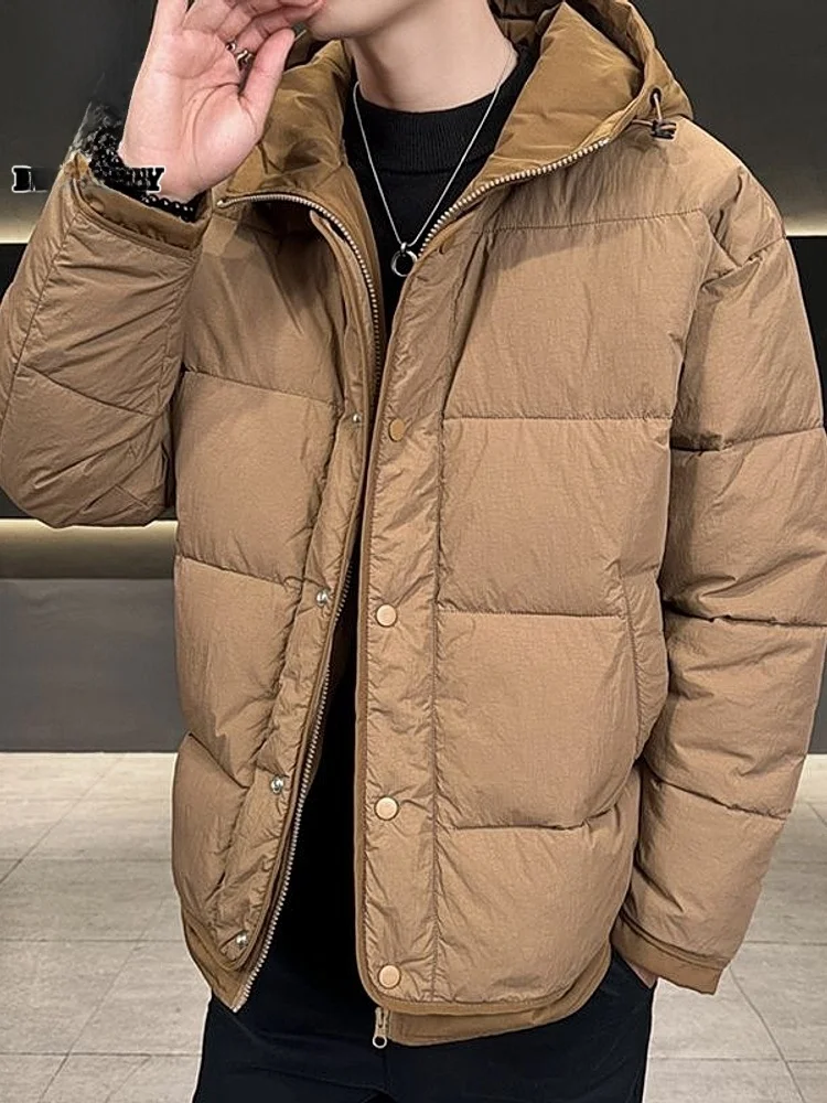 

Men's Winter Thiened Cotton Jaet Coat Hooded Loose Warm Polyester Fiber Long Sve Zipper Closure Casual Sle