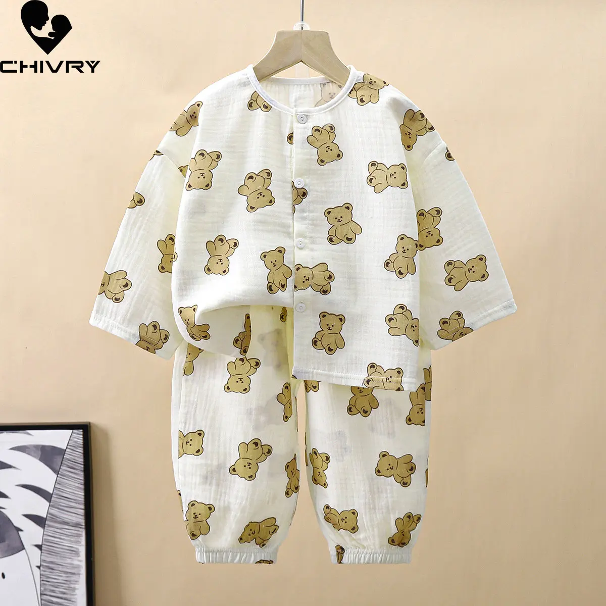 Kinder Sommer dünne Pyjamas setzt neue 2023 Jungen Mädchen Cartoon Dreiviertel ärmel Baumwollgarn Hemd Tops mit Hosen Baby Lounge wear