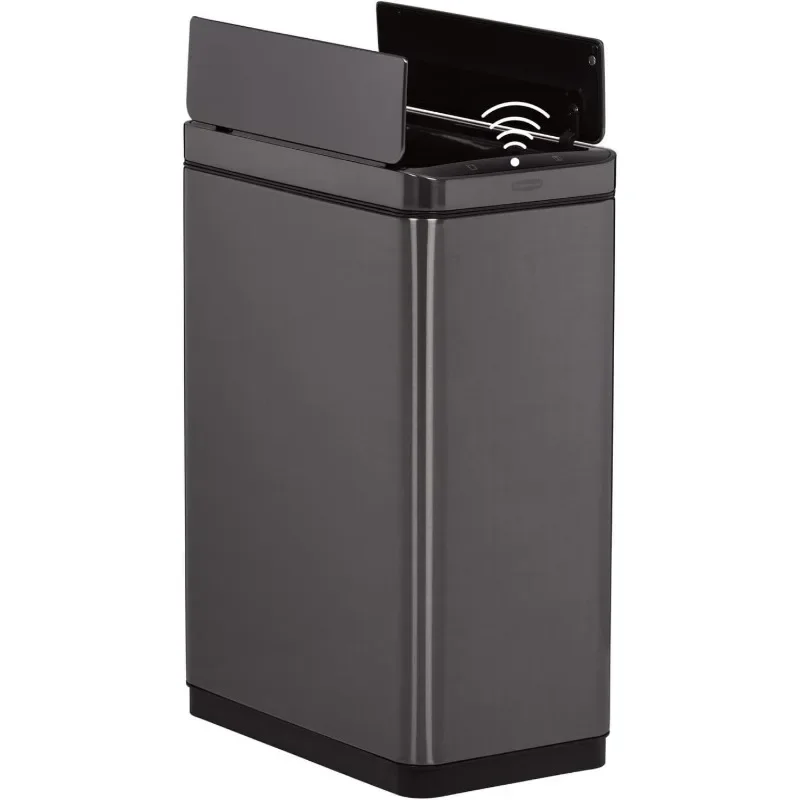 

Elite Stainless Steel Slim Sensor Trash Can, 11.8-Gallon, Batteries Included, Charcoal, Wastebasket