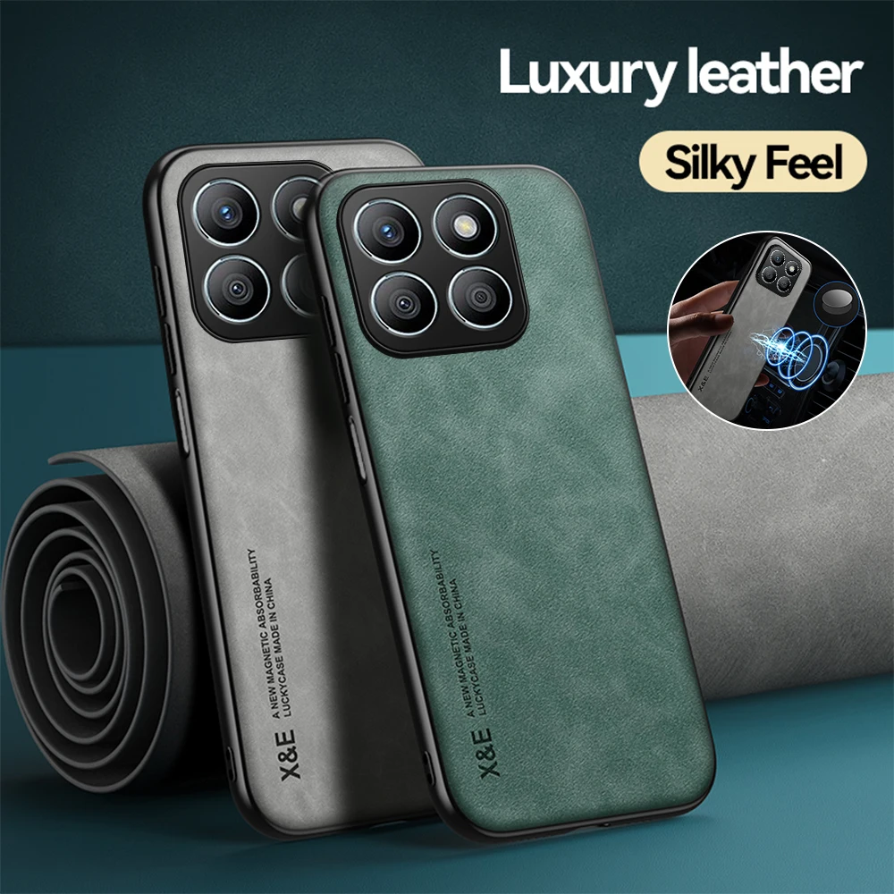 For Honor X8b 4G Case Magnetic Sheepskin Leather Back Cover HonorX8b Honar Honer X8b X 8b X8 b 4G LLY-LX1 6.7