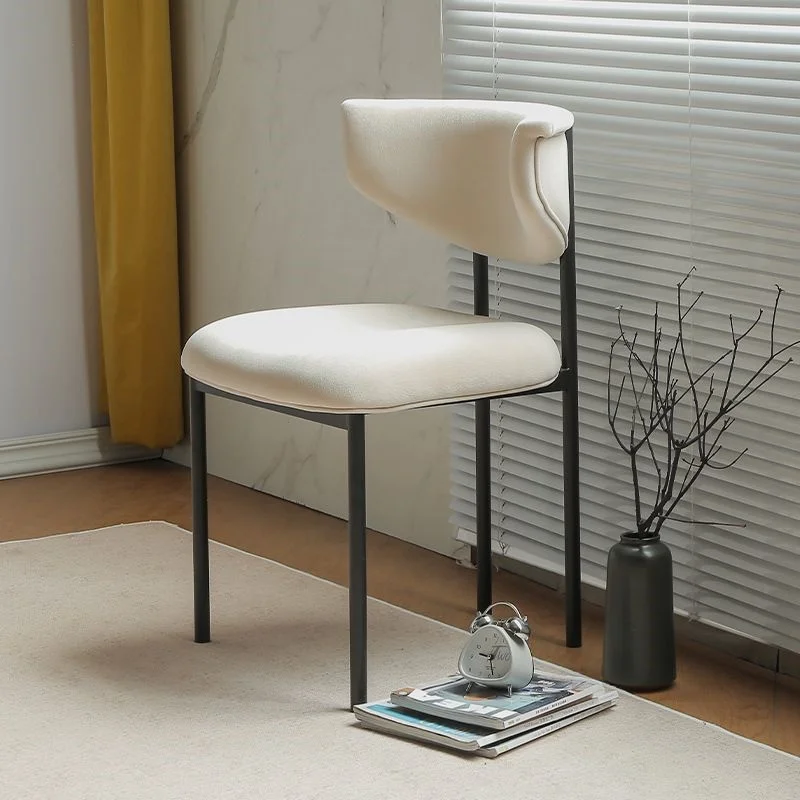 Modern French Cream Comfort Dining Chair Designer Simple Back Scandinavian Style White Table Chair for Home Furniture