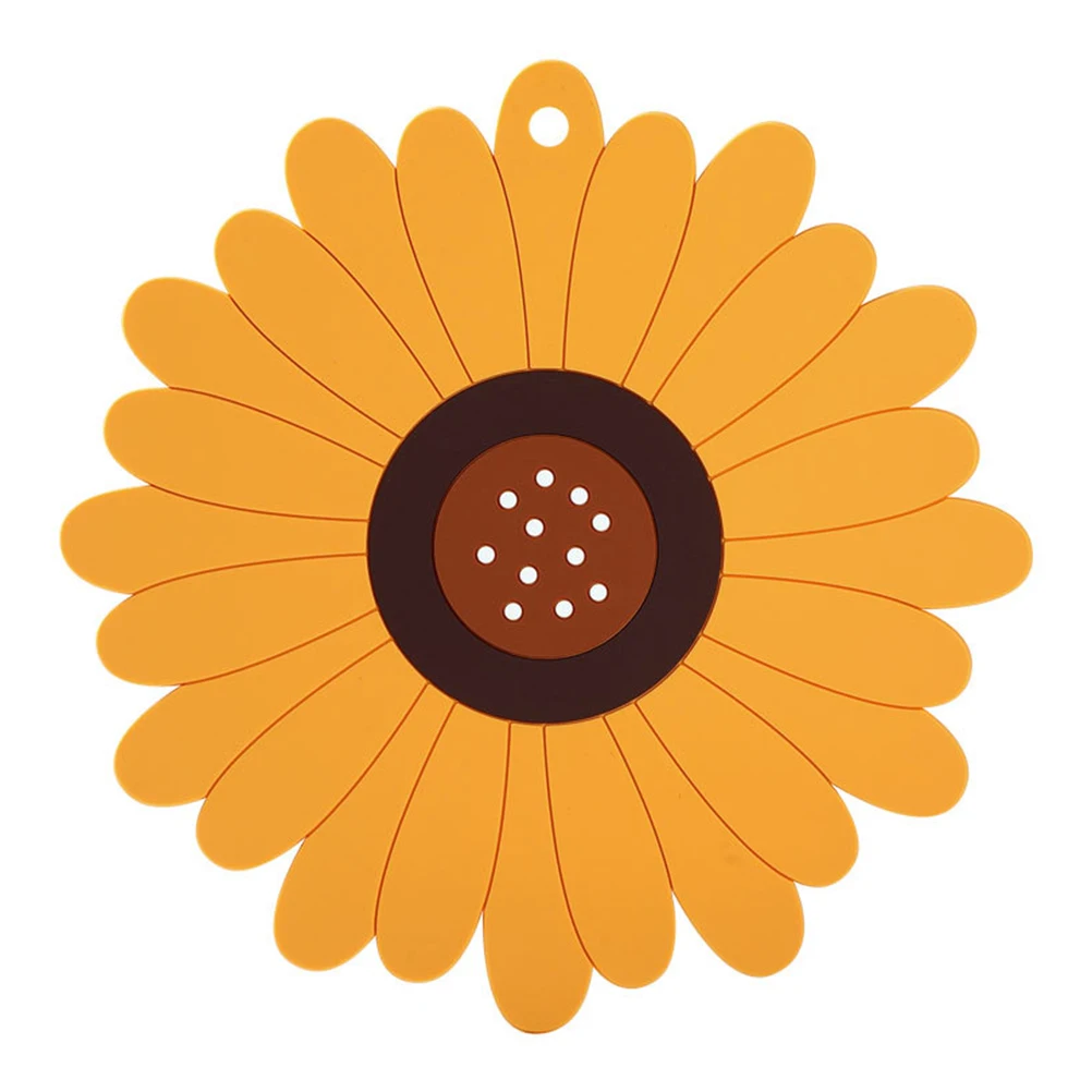 Sunflower Silicone Pot Holder Heat Insulated Cup Mat Foldable Drinking Coasters Silica Gel Shape Home Decor Banquet Gift