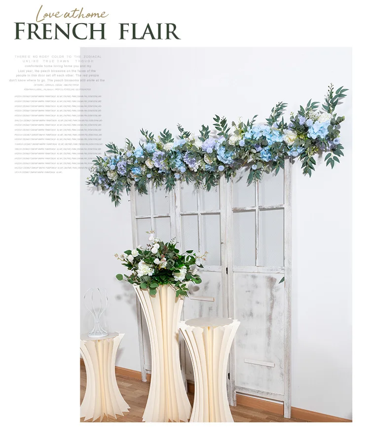 Blaue Künstliche Hortensien-Rosen-Blumenreihe Hochzeits-Hintergrund Bogen Fensterdekoration Künstliche Blumenarrangements für Event-Dekoration – Detail 3