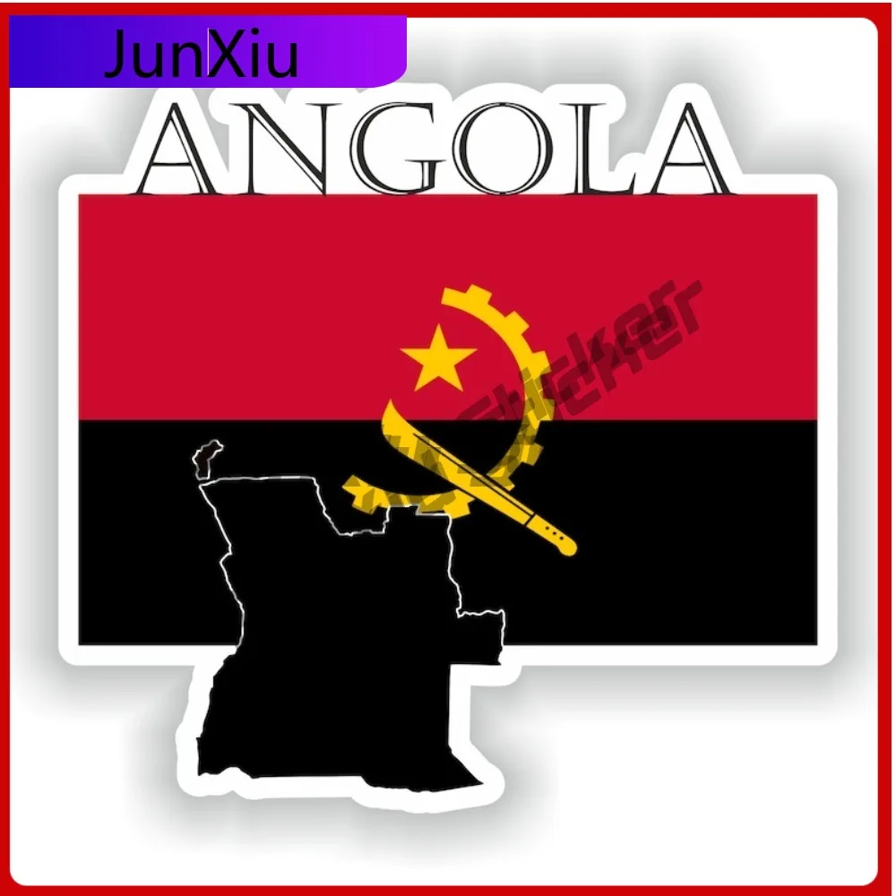 

Angola Flag Map Shape Sticker Creative Anti Scratch Exterior Adventure Motorcycle Stickers Waterproof Car Decals Camping Sticker