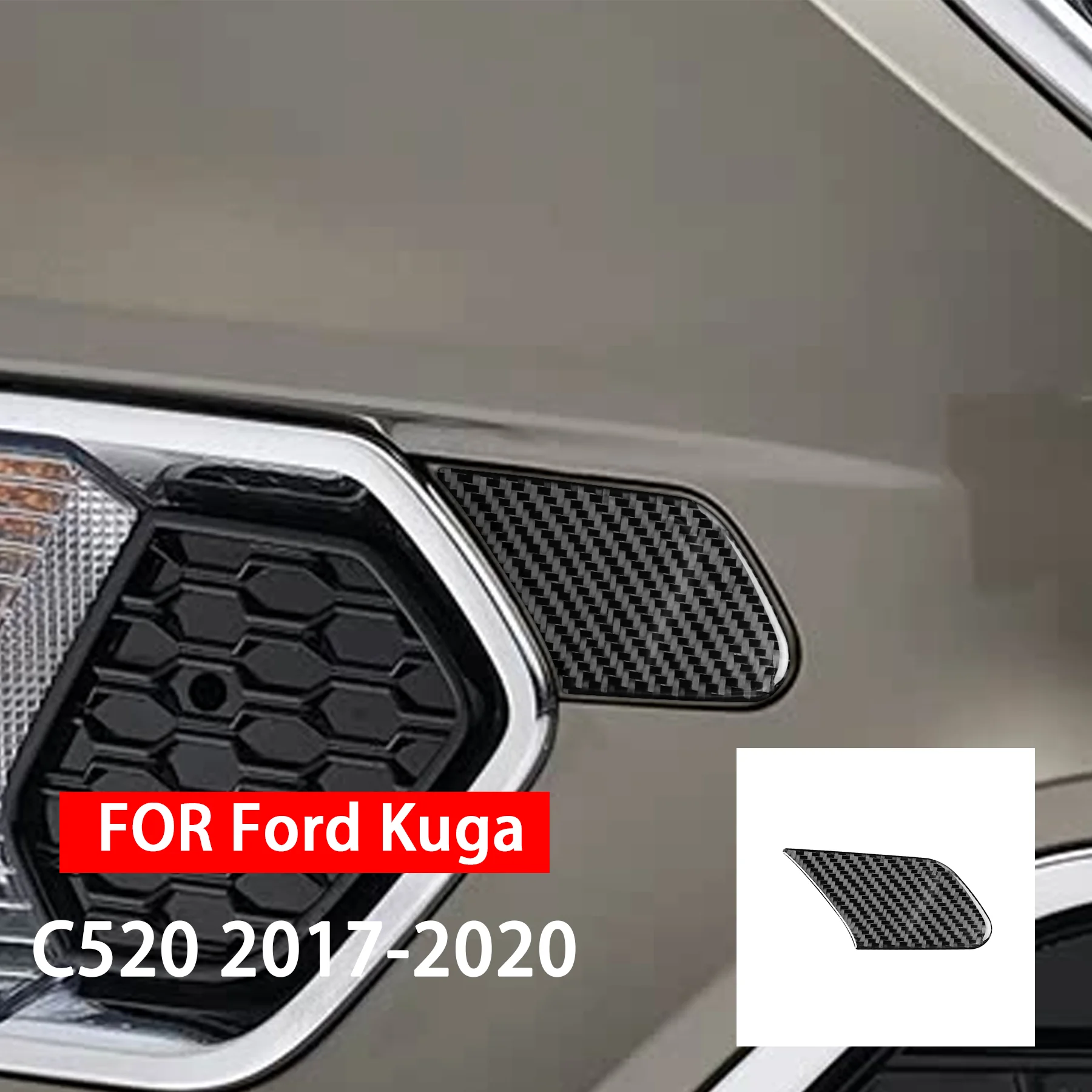 

For Ford Kuga C520 2017 2018 2019 2020 Carbon Fiber Front Bumper Headlight Cleaning Panel Decor Car Exterior Accessories Sticker