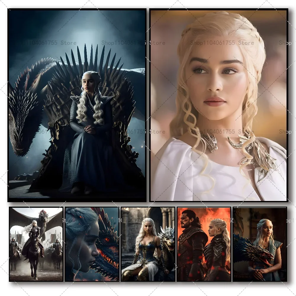 G-Game Of Thrones Drachen-Mutter-Poster, selbstklebende Kunst, wasserfester Papieraufkleber, Kaffeehaus, Bar, Zimmer, Wanddekoration