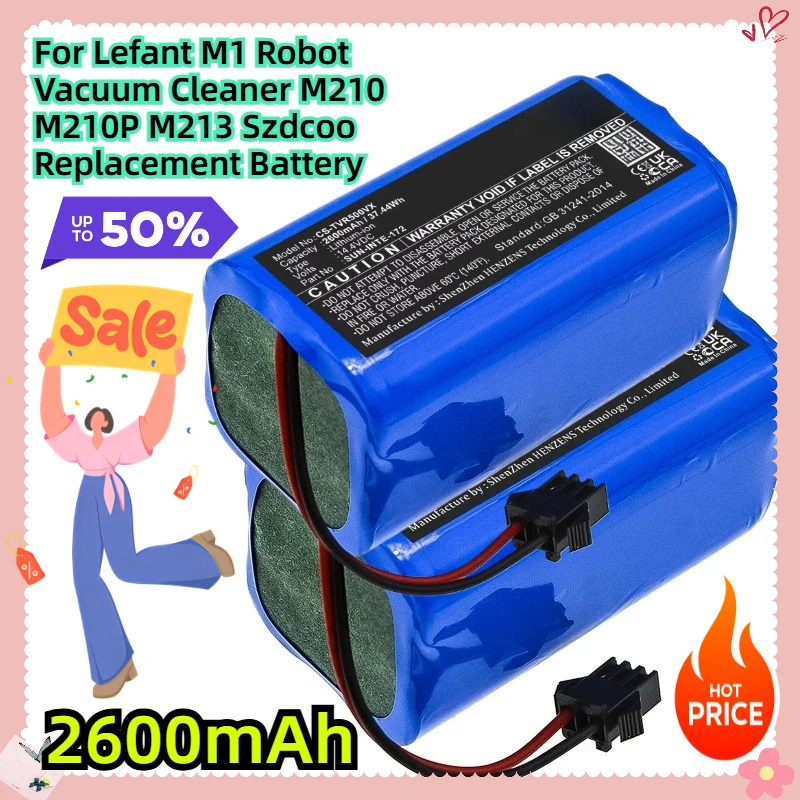 

2600mAh For Lefant M1 Robot Vacuum Cleaner M210 M210P M213 Szdcoo Replacement Battery