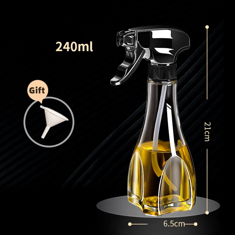 240ML Glass BBQ Olive Oil Spray Diffuser Kitchen Dispenser Bottle Squirt Container Vinegar Sauce Fuel Injection Pot With Funnel