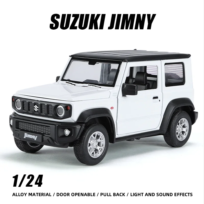 1:24 Suzuki Jimny Off Road Alloy Car Motdel Toy Boy Fast and Furious Diecast Vehicle Pull Back Light Sound  Hot Wheels One Piece