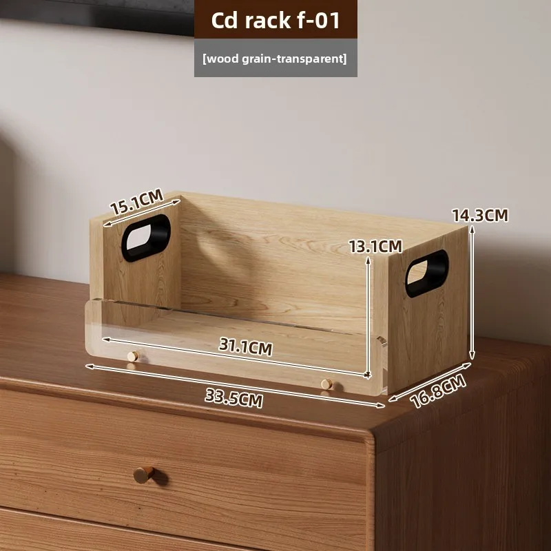 Simple Wooden Storage Box with Handle Large Capacity Desktop CD Holder Multifunctional Organizer for Home Office Media Rack view 6