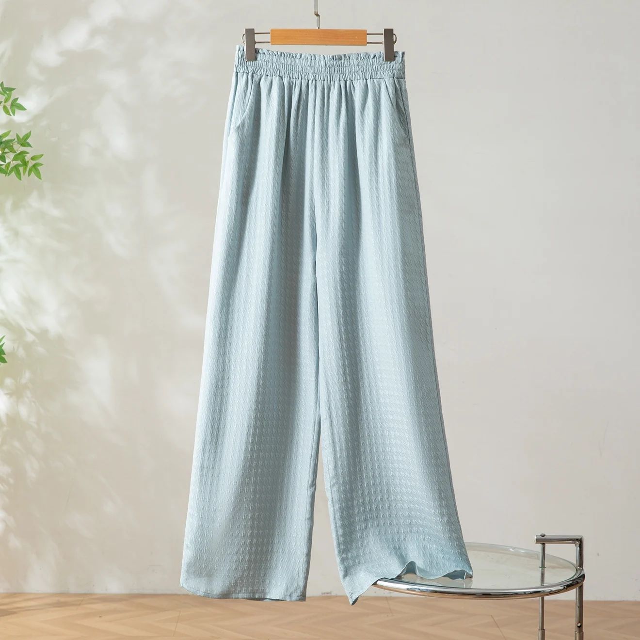 2025 Women's Early Autumn New 100% Natural Mulberry Silk GuanLe Crepe Dyeing High Waist Loose Straight Casual Pants
