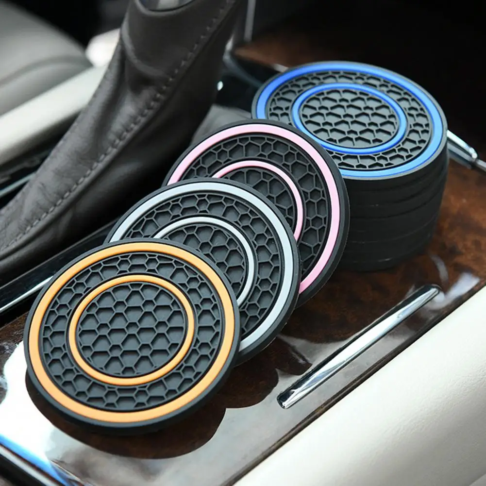 Car Cup Coaster Mug Pad High Temperature Resistant Non-Slip Waterproof PVC Coaster Automotive Cup Mat Car Interior Accessories