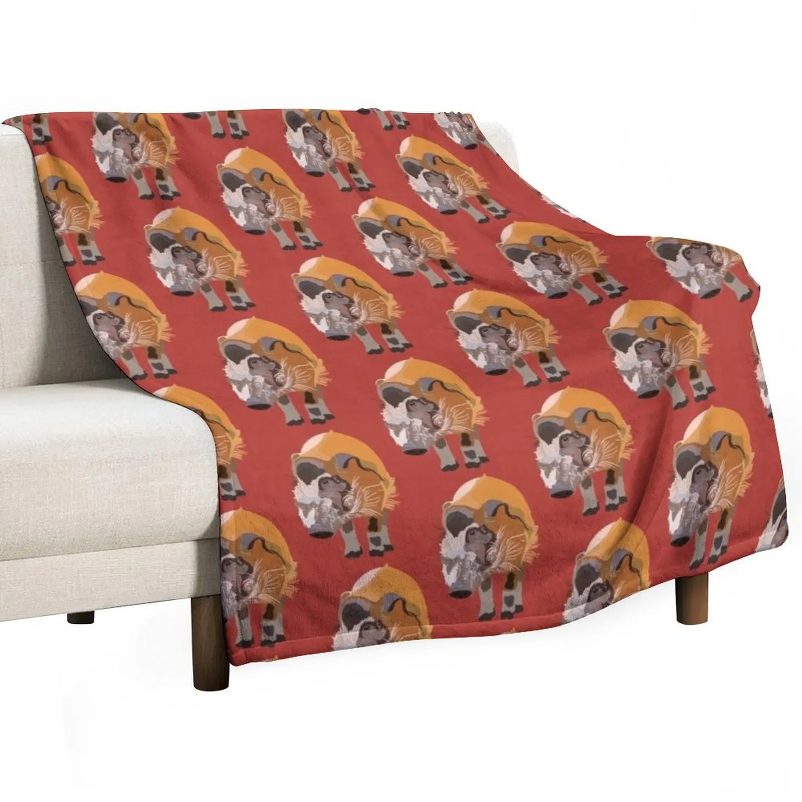 

R is for Red River Hog Throw Blanket Quilt Luxury Throw Softest Blankets
