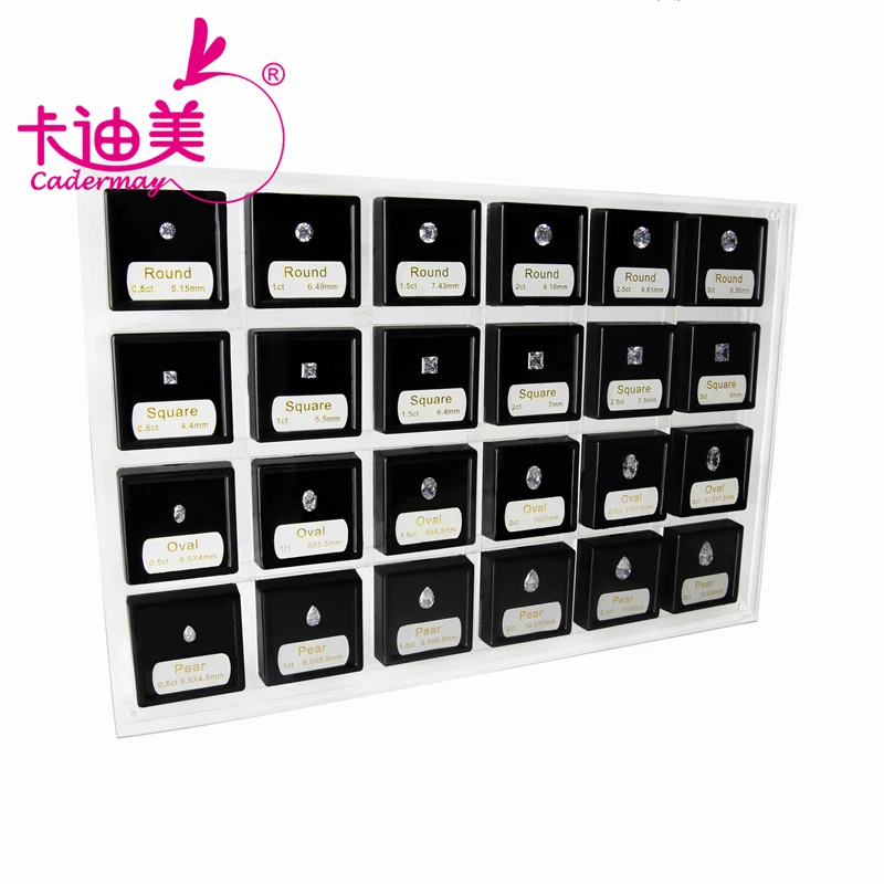CADERMAY 4Shape 6Size Tester Teaching Tool Display Diamond Standard Scale Master Stone Round Cubic Zirconia Stone Jewelry