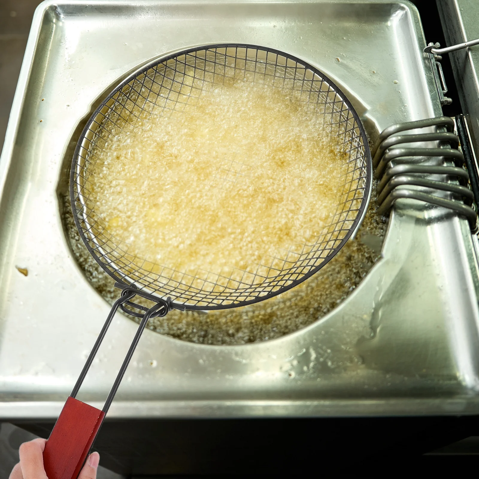 

2 шт. корзина для жарки из нержавеющей стали: складная круглая корзина для гриля с деревянной ручкой для овощей, рыбы, кемпинга, барбекю, сетчатая сковорода для приготовления пищи