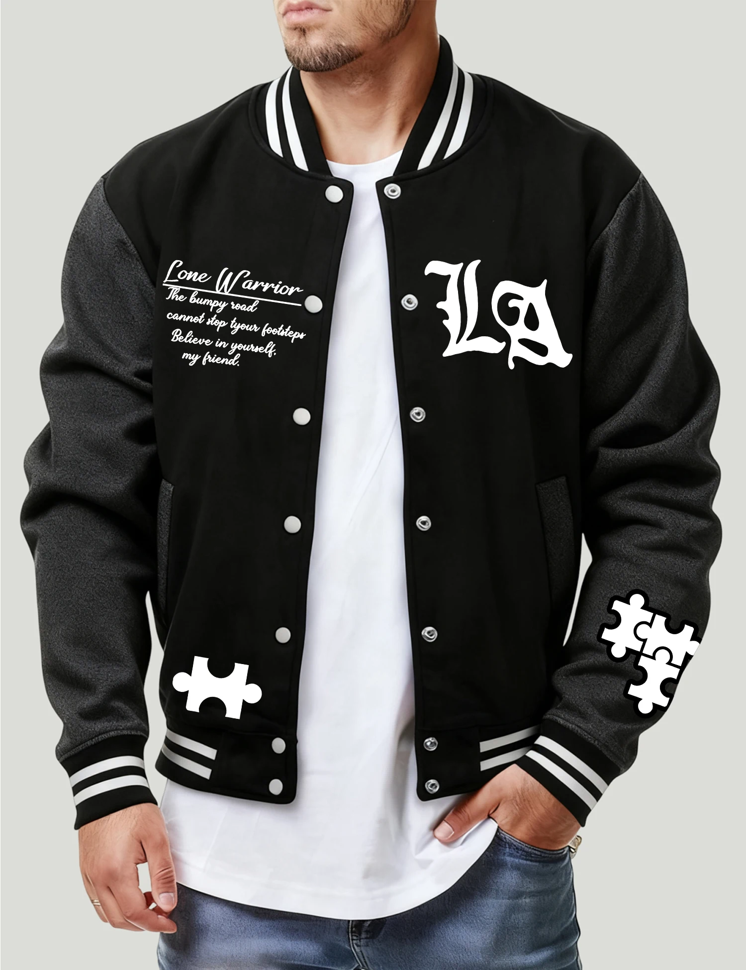 

Художественные буквы и головоломки, куртки для мужчин, модная мужская одежда с героями мультфильмов, модная уличная одежда, свободный бейсбольный трикотаж в стиле ретро для мужчин