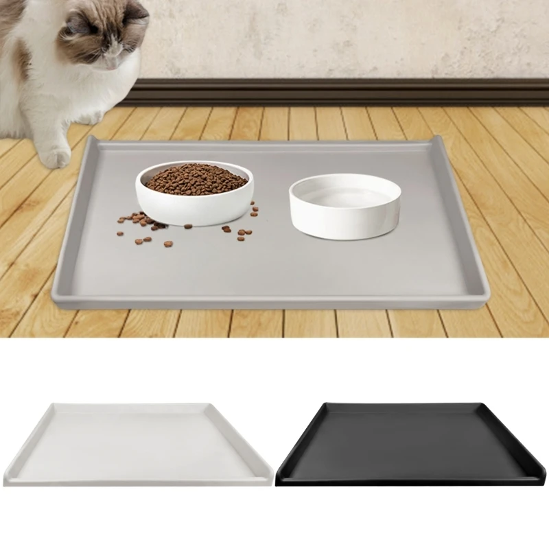 Pet Feeding Mat Silicone NonSlip Waterproof Feeding Mats Prevent Splashing and Slipping Pet Feeding Mat Y5GB