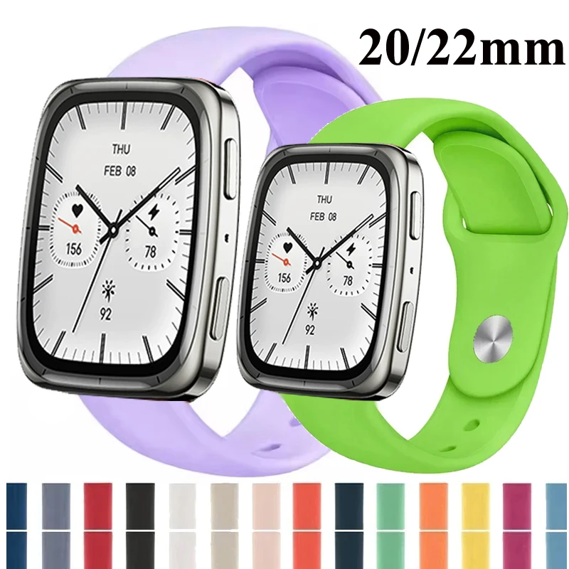 Correa de silicona de 20mm y 22mm para Amazfit GTR/GTS 2 3 4, banda deportiva para Amazfit Active 2 Square/Balance 2/Cheetah Pro/Round/Bip 6 5 3