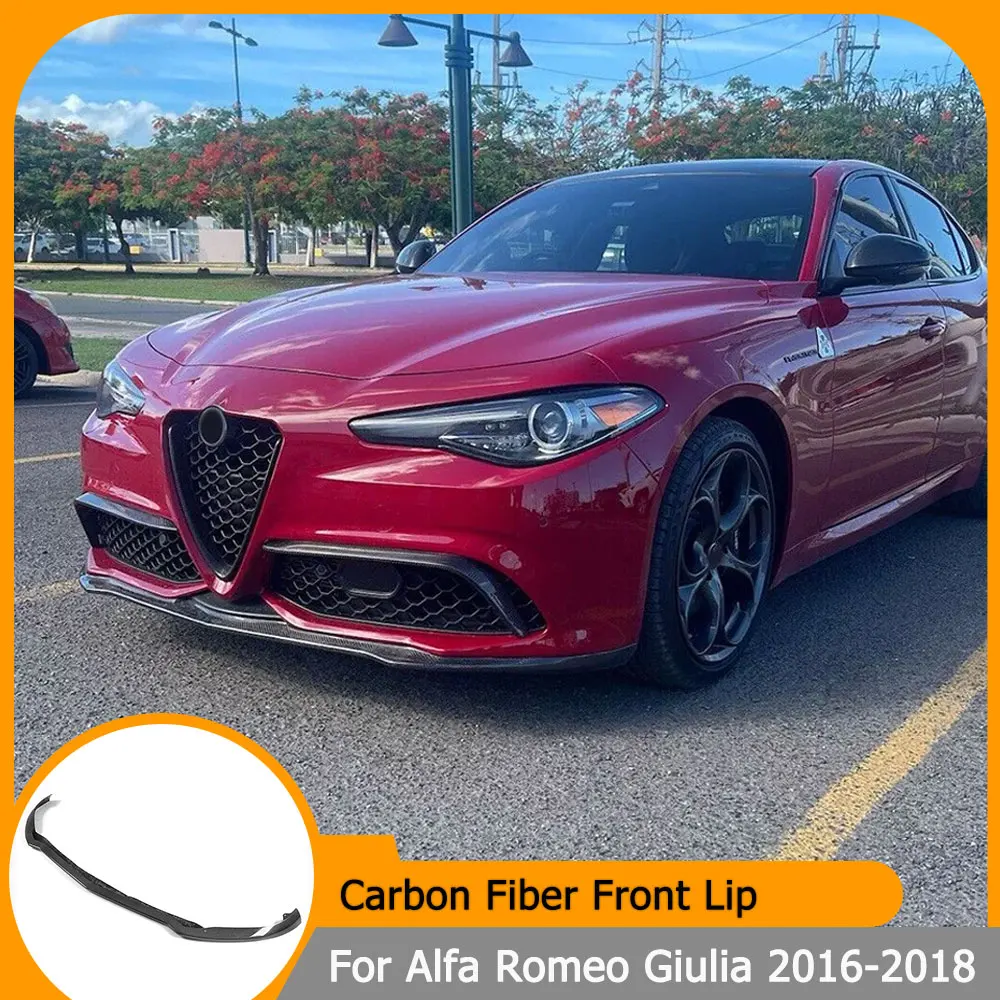 

Передний бампер автомобиля из настоящего углеродного волокна для Alfa Romeo Giulia Sport Sedan 2016-2018 FRP, передний бампер, спойлер, комплекты кузова
