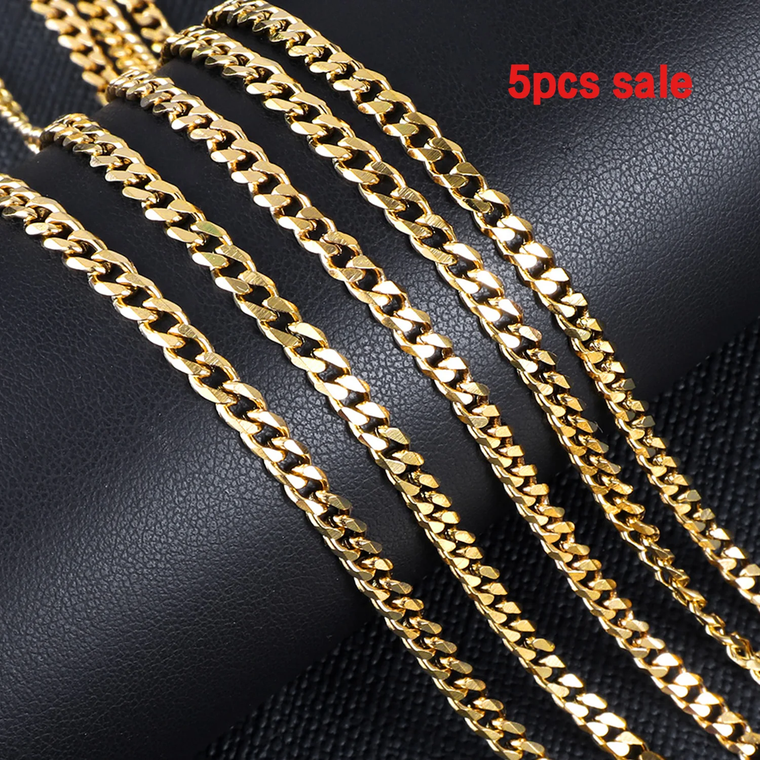 

ASON 5pcs/lot Bulk Sale Stainless Steel 3.5MM Wide Hip Hop Cuba Link Chains For Female Male Necklace Accessory Handmade Jewelry