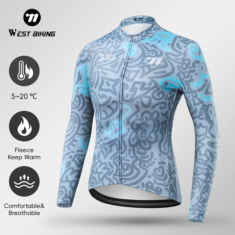 WEST RADFAHREN Herbst Winter Männer Radfahren Jersey Langarm Dünne Gebürstet Fleece Hemd S-3XL Männer Tops Fahrrad Kleidung Gesäßtaschen