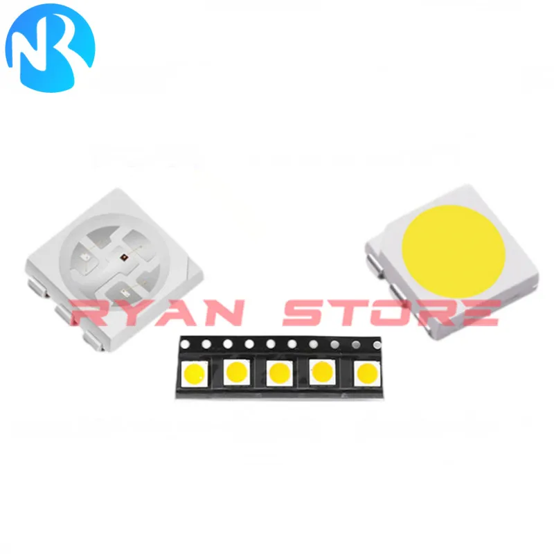 100PCS 5050 SMD LED White Red Blue Yellow Green Warm White Orange Warm White  ZHENG White Cold White Light Emitting Diode 6Pin