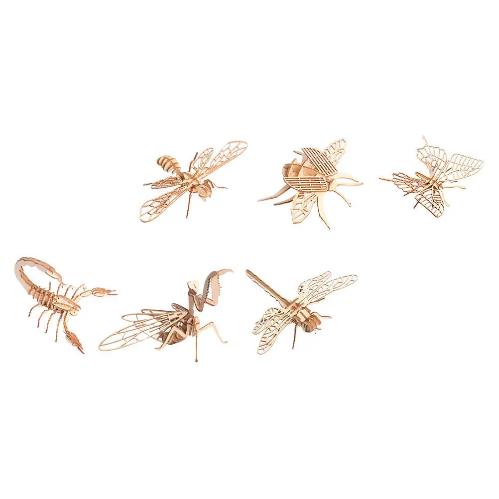 

Набор из 6 деревянных 3D-пазлов-насекомых: развивающий конструктор для детей, развивающий внимание и наблюдательность