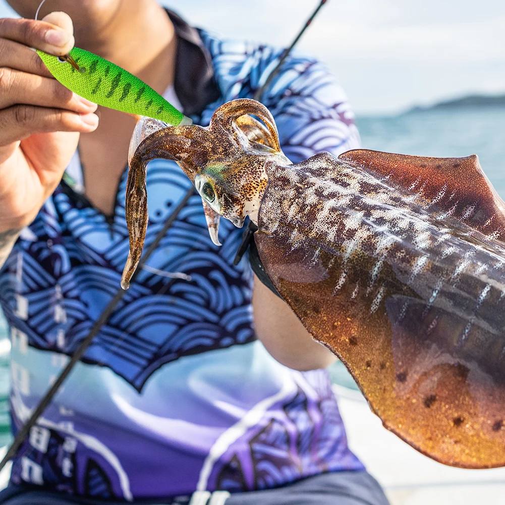 Leuchtende Tintenfischhaken, 11 cm/13,4 g, schwimmender horizontaler Tintenfisch, Trolling-Köder, künstlicher Tintenfisch, Jigging, Eging-Holzgarnelenhaken