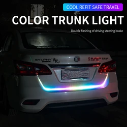 Car Rear Trunk Tail Light 120cm Colorful Dynamic Reverse Warning LED Strip 12v Additional Brake Follow Turn Signal Lamp