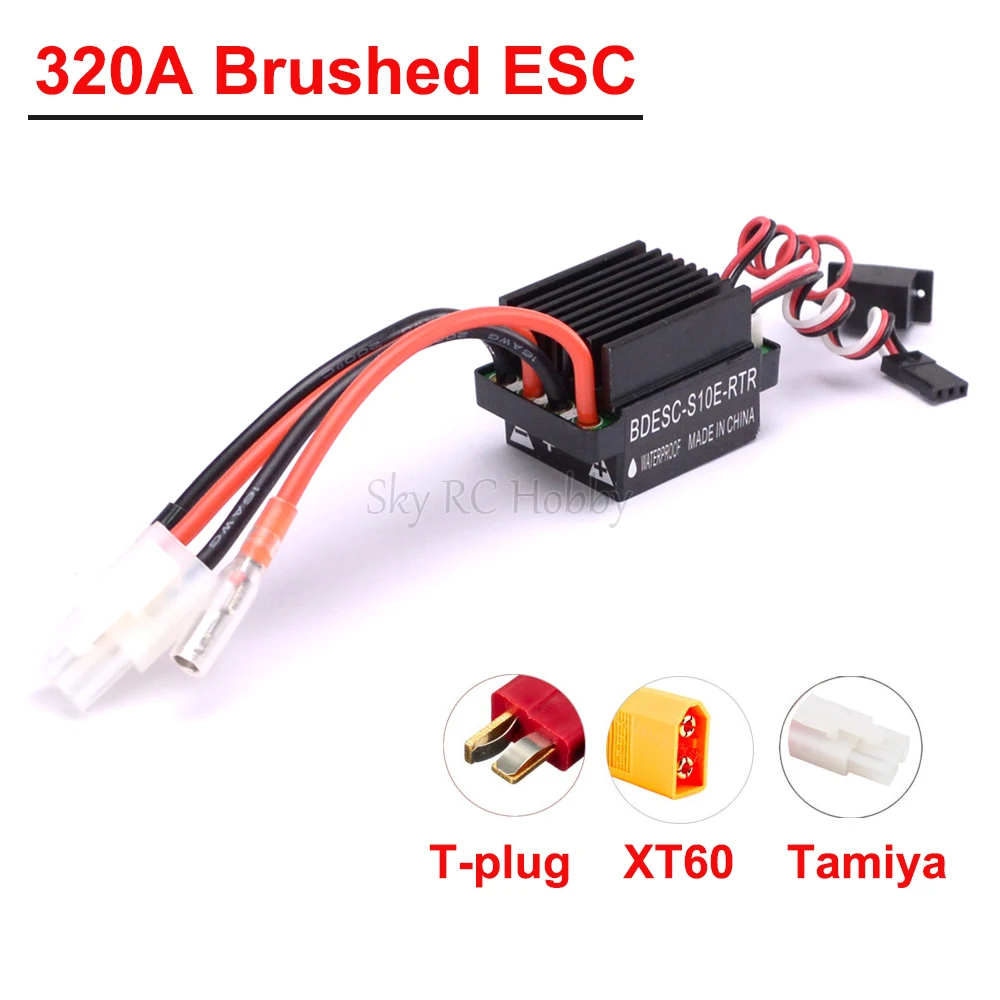 RC Hobby Brushed Motor Speed Controller 320A w/ 2A BEC Brush ESC for Different Types RC Car TRX TRX4 TRX6 Cars or Boats