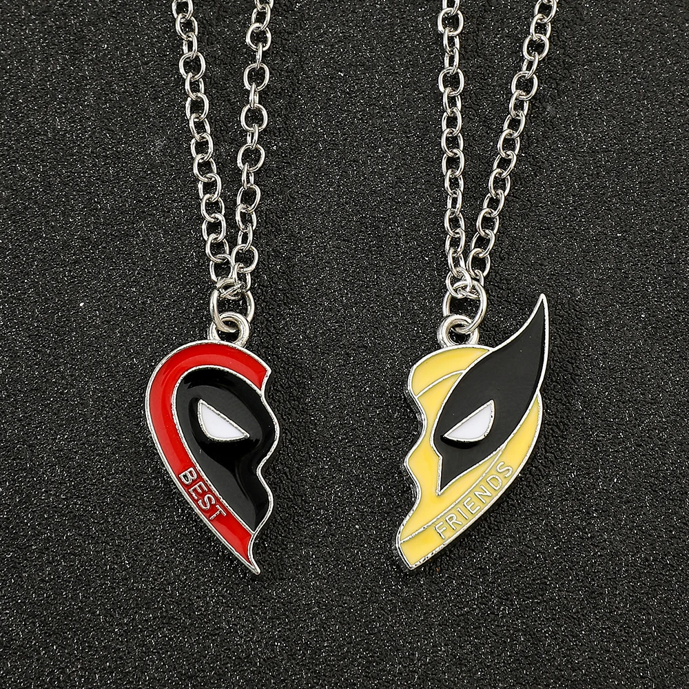 Modische Deadpool & Wolverine Herz-Spleiß-Halskette - Avengers-Themen Freundschaftsschmuck Personalisiertes Geschenk für Freunde – Detail 6