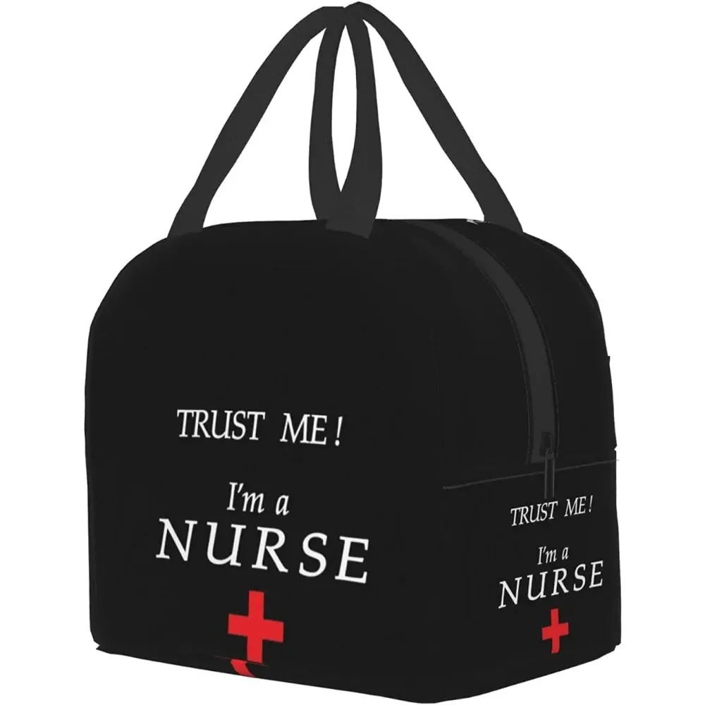 Trust Me I\'M A Nurse Black Insulated Lunch Bag for Women Men Reusable Lunch Box Lunch Container Tote Bag for Office Work School