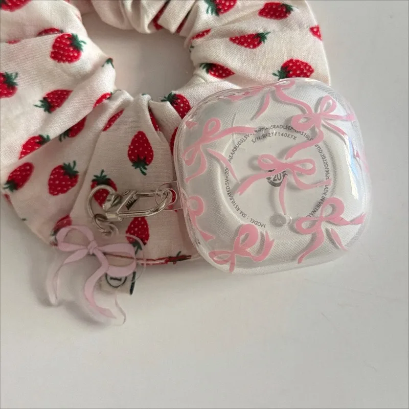 

Ins Transparent Pink Bow Case for Samsung Galaxy Buds 3FE 3 Pro 2 Live FE Core Cover Soft TPU Bluetooth Wireless Earphone Funda