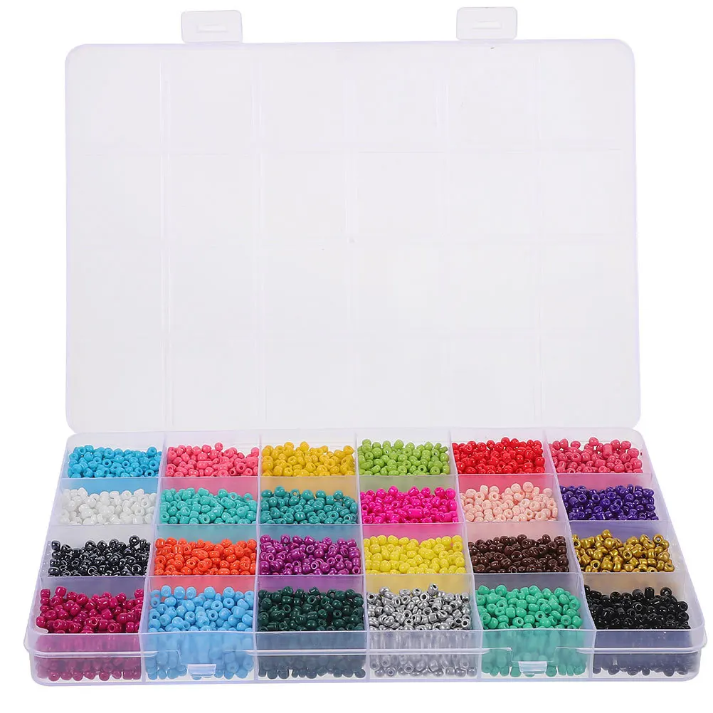 

24000pcs 1 Box For Diy Jewelry Making Craft Supplies Multi-Function Bracelet Household Glass Beads Decorative Craft Beads