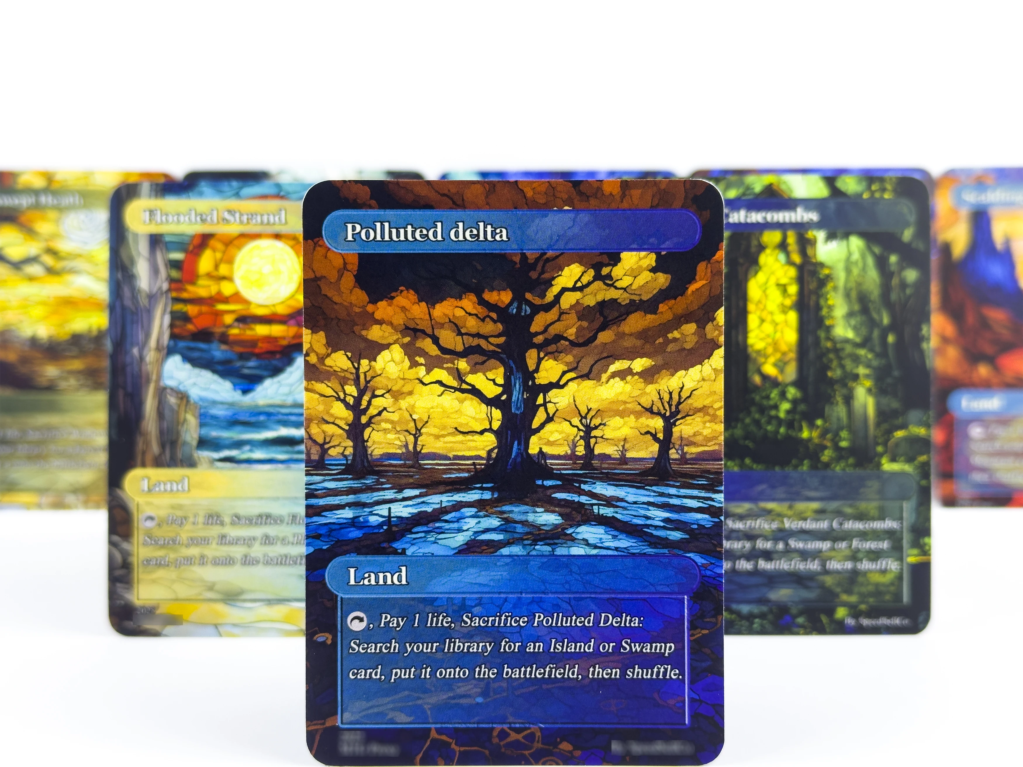 

10x TCG Fetch Lands | Glass Art Style Bond Land Proxy | Land Set for Commander Deck | Premium Proxy Lands for EDH or cEDH