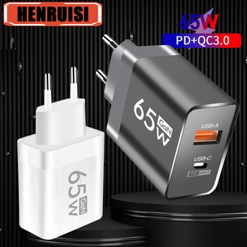 65W GAN şarj PD tipi C hızlı şarj şarj hızlı şarj 3.0 cep telefonu duvar şarj adaptörleri için Xiaomi Huawei iPhone 14