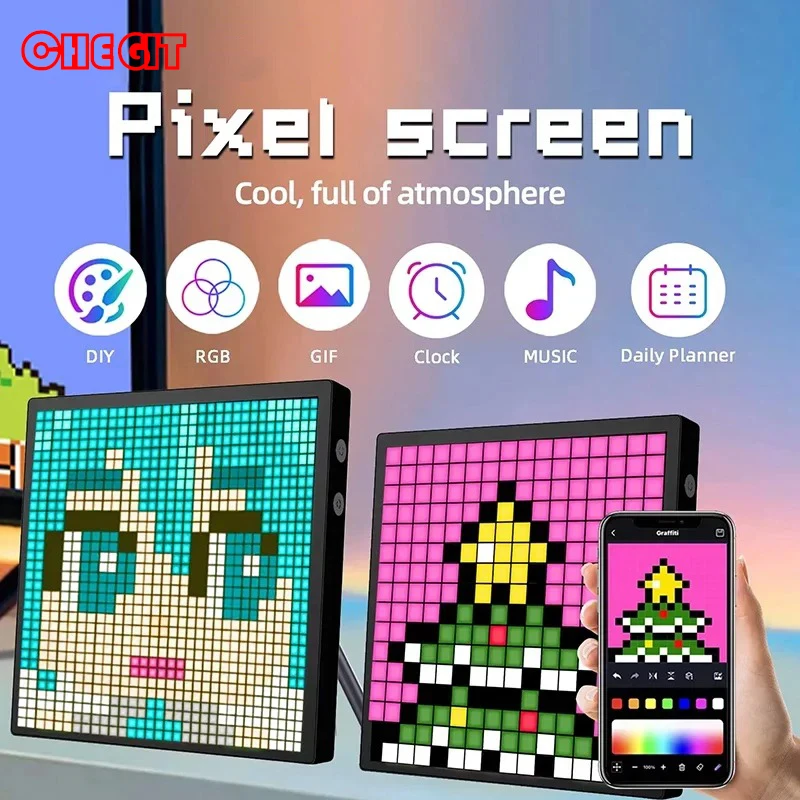 LED Pixel Display Nightlight Smart APP Control Programmable Screen DIY Text Animation Photo Frame Night Light Gift Home Decor