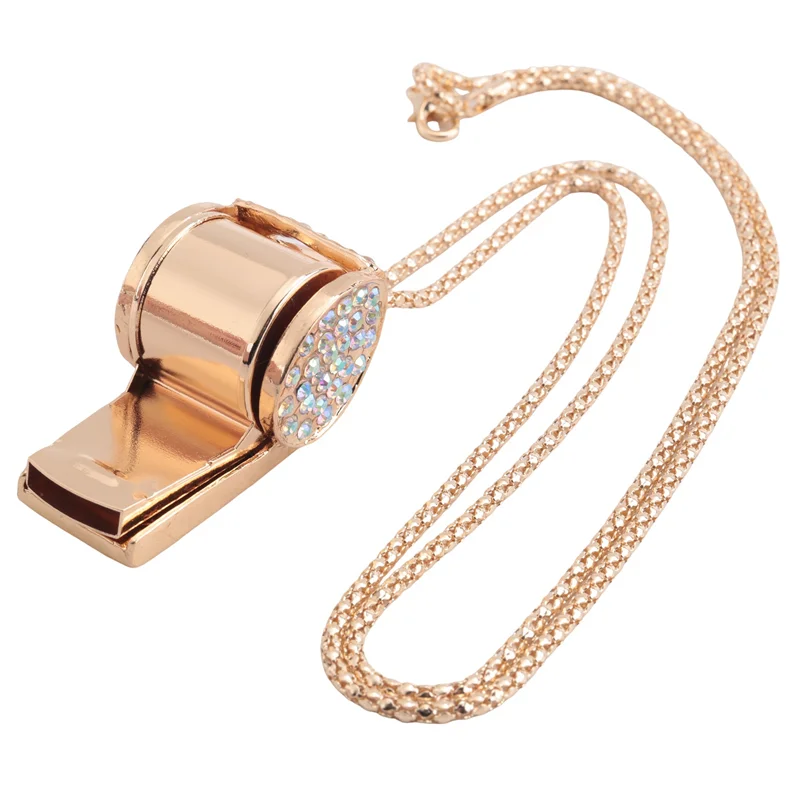 Superior-Whistle, Metal Crystal Rhinestone Whistle, Shining Whistle With Keychain For Referees, Coaches, Teachers