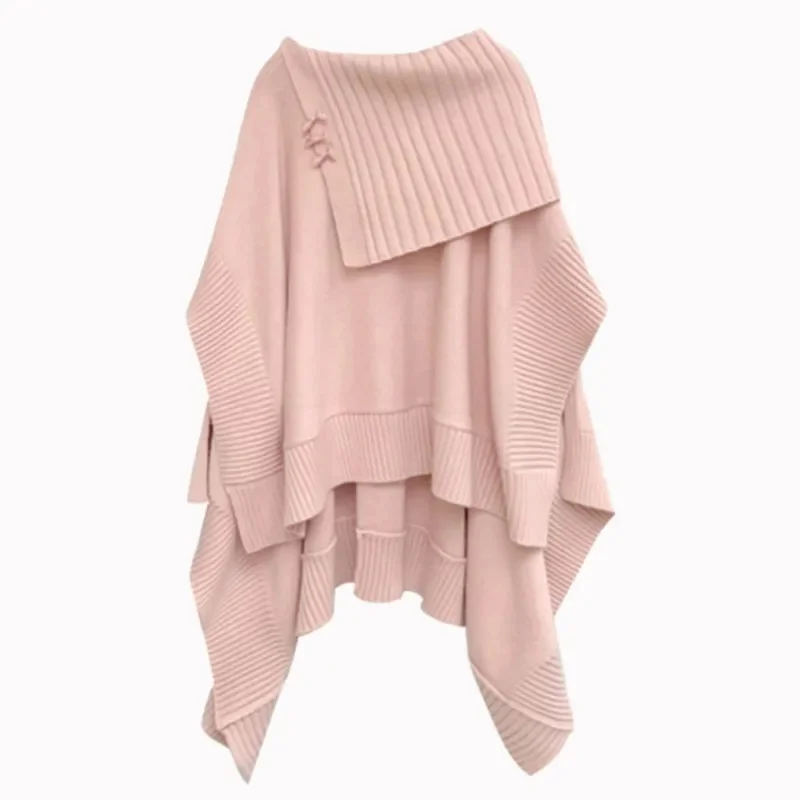 

Pullover Sweater for Women in Autumn and Winter Loose Fashionable Irregular Design one Shoulder Shawl Cape Knitted Sweater Top