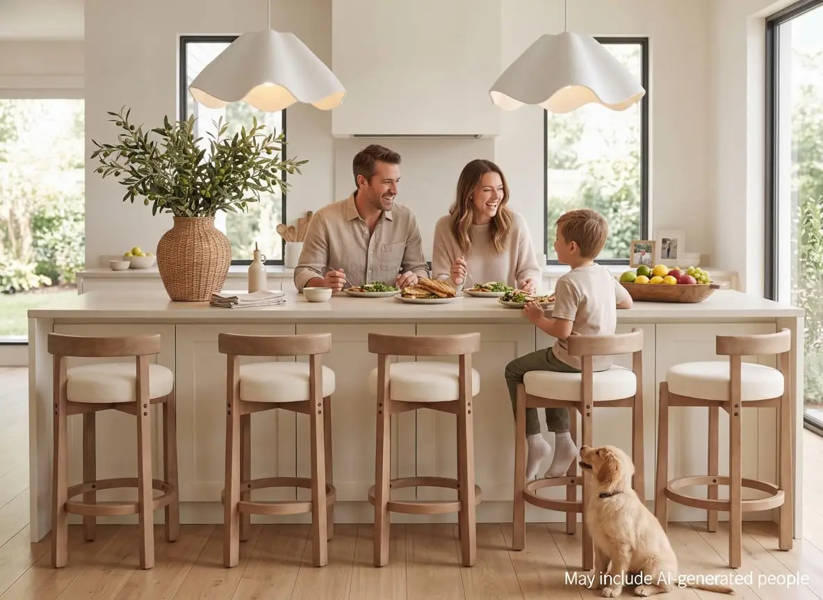 Linen Counter Stools 5pcs, 26.5
