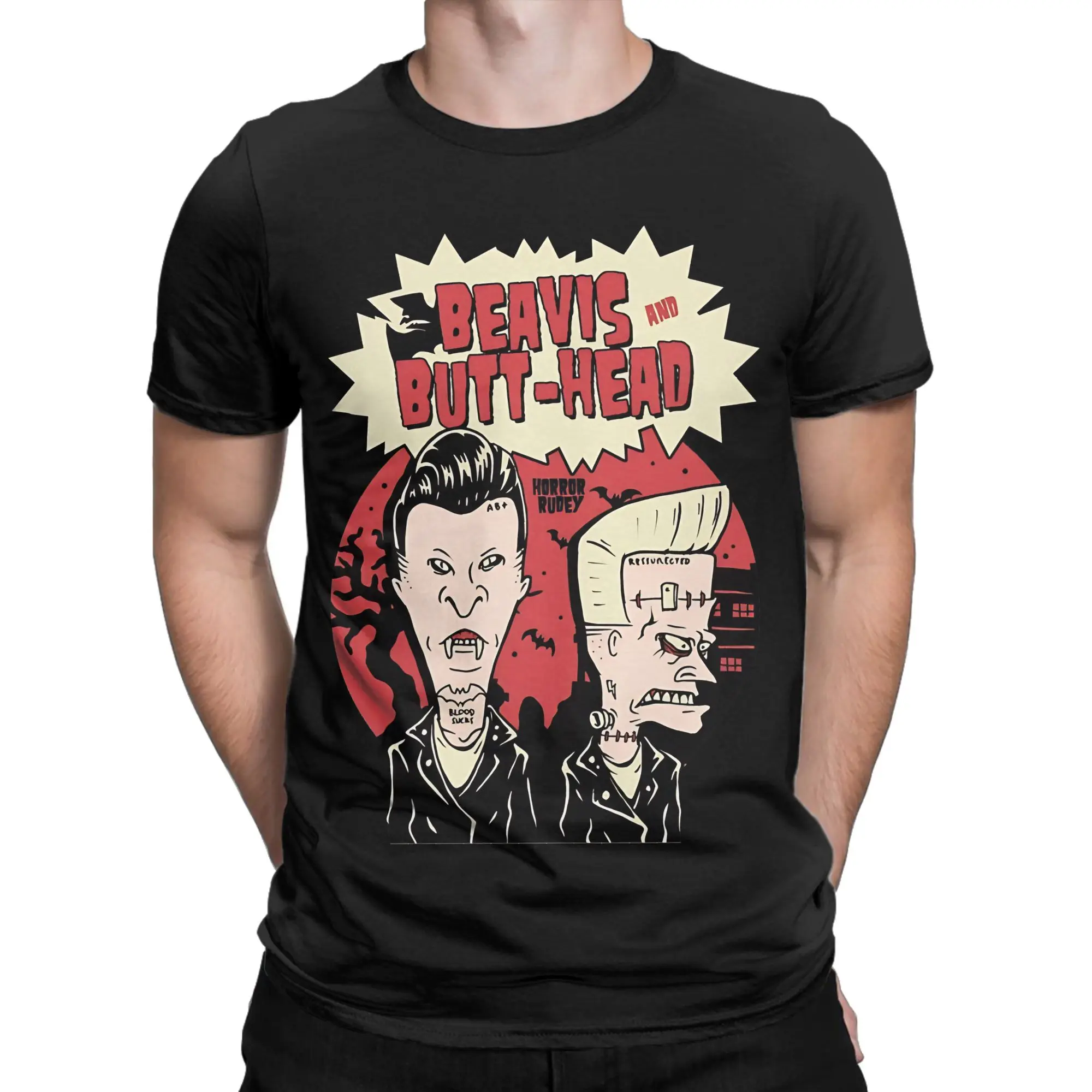 

Men Women's Beavis-and-Butthead Horror Rudey T Shirts Pure Cotton Clothing Short Sleeve Round Collar Tee Shirt