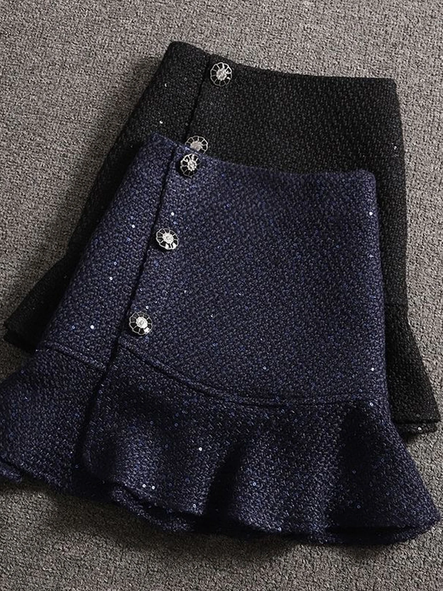 Shiny Sequin Half-length Skirt Women's High-waist Slimming Gauze Fish-tail A-line Short Skirt Korean Style Commute Daily Wear